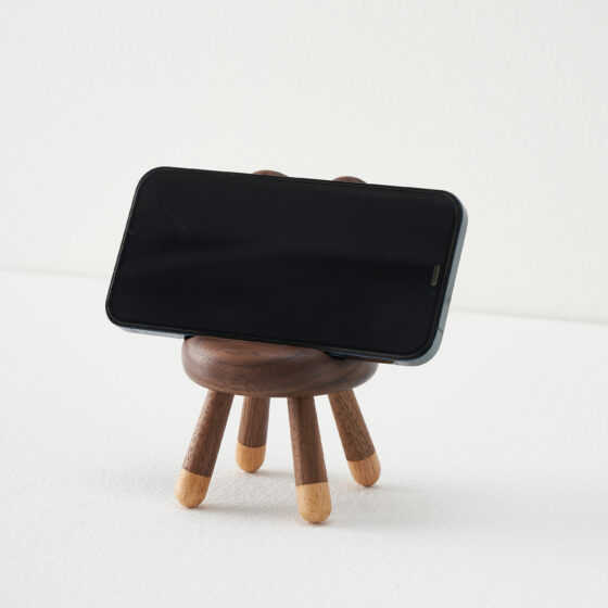 Wooden Bunny‑Ear Chair Phone Stand
