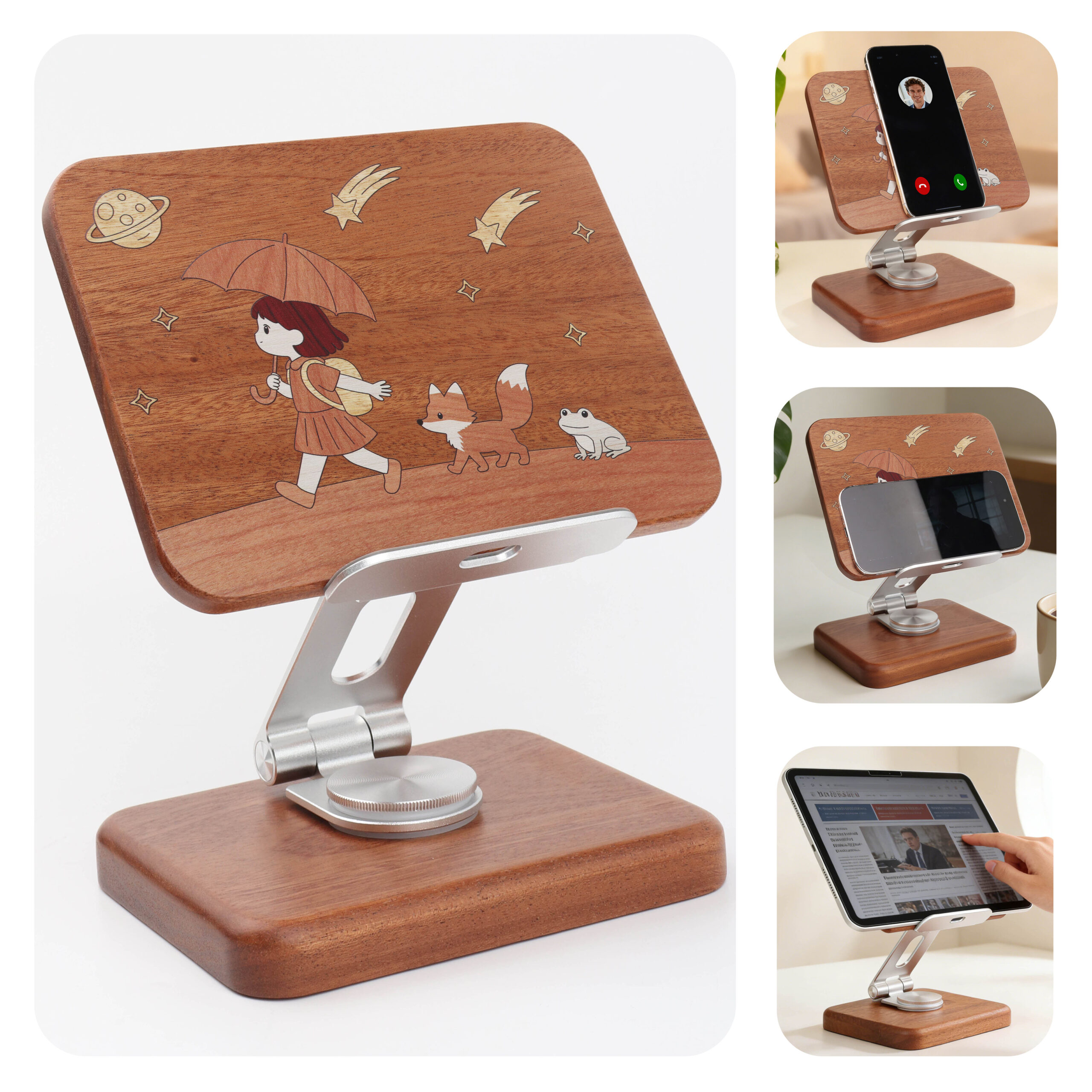 Wooden Tablet stand Girl with an Umbrella - Image 7