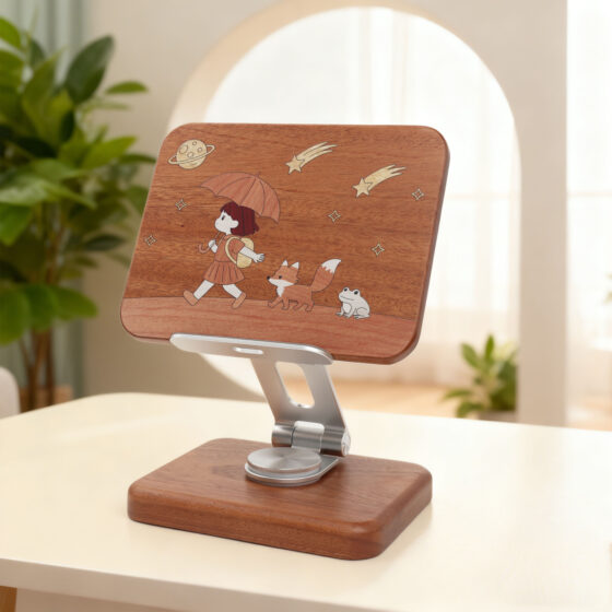 Wooden Tablet stand Girl with an Umbrella
