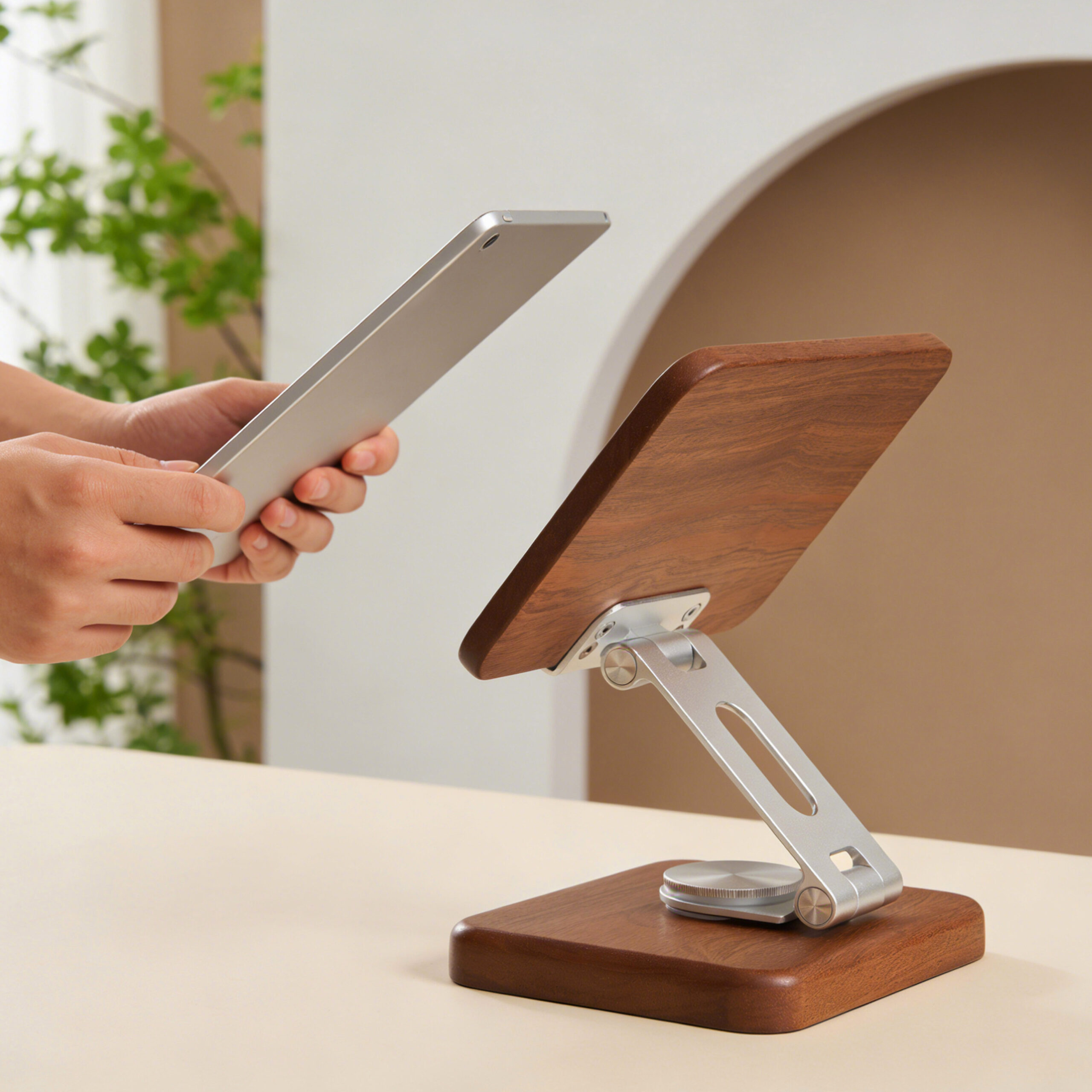 Wooden Tablet stand Girl with an Umbrella - Image 6