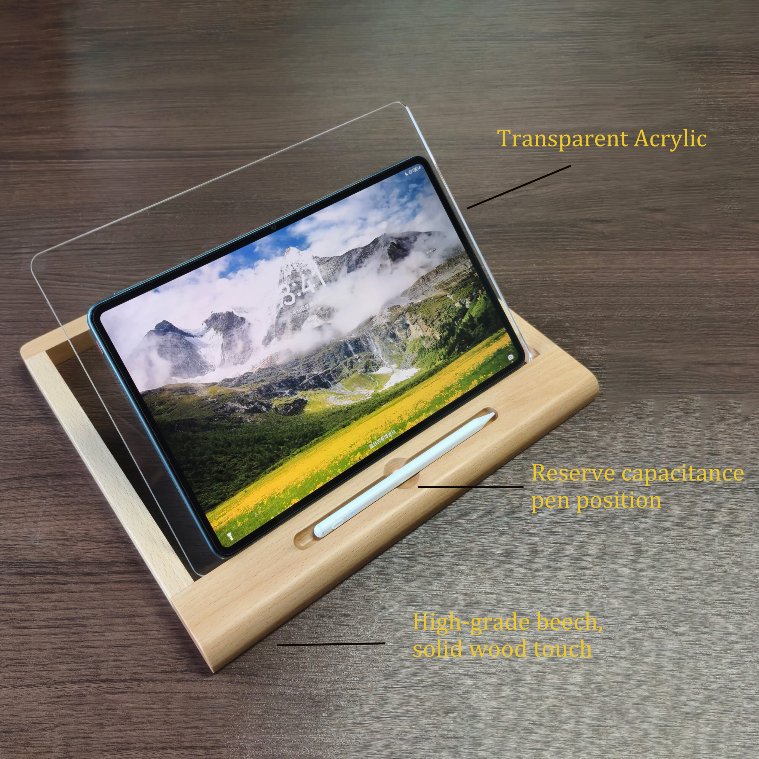Detailed view of the tablet drawing stand's material