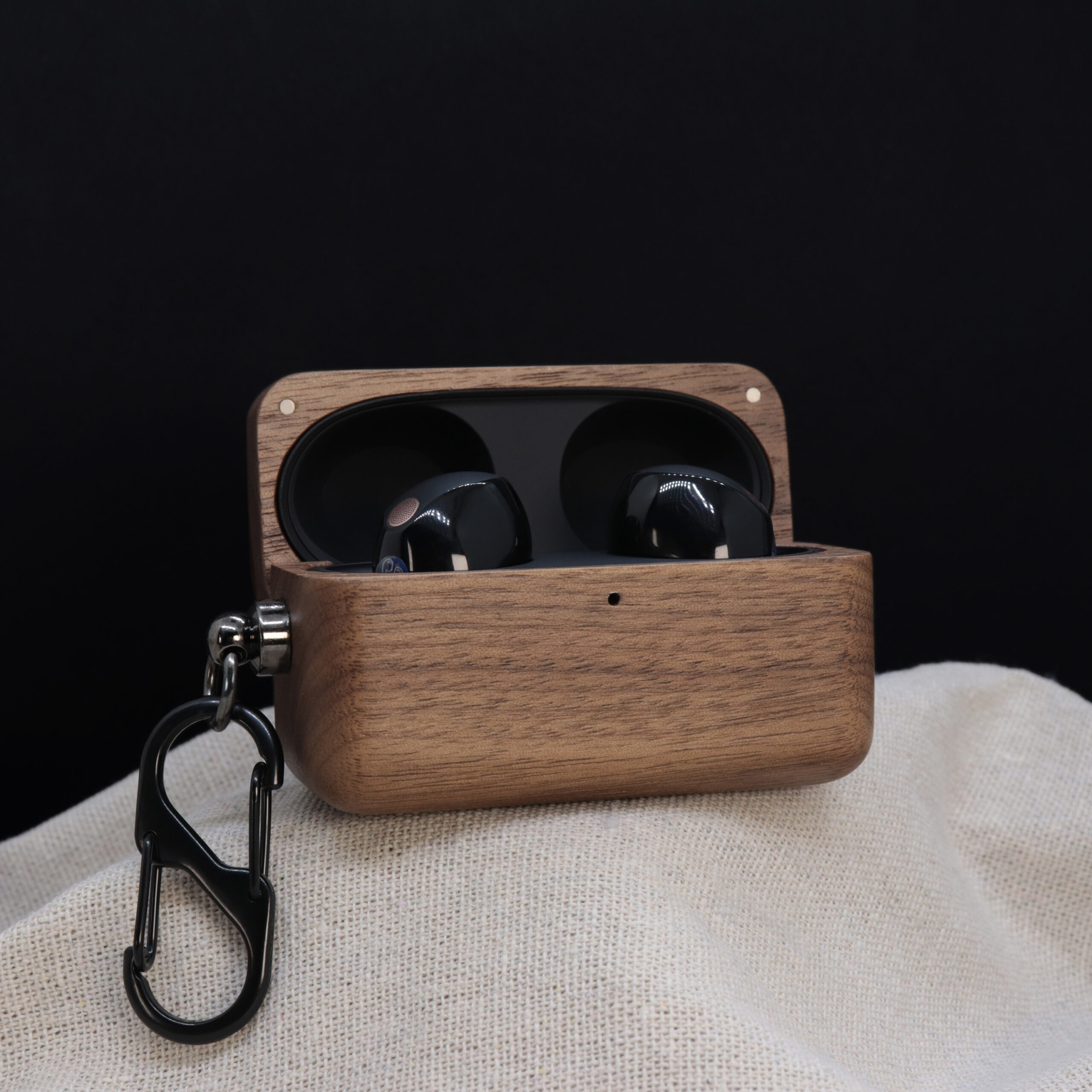 Wooden Sony WF-1000 XM5 Case With Carabiner