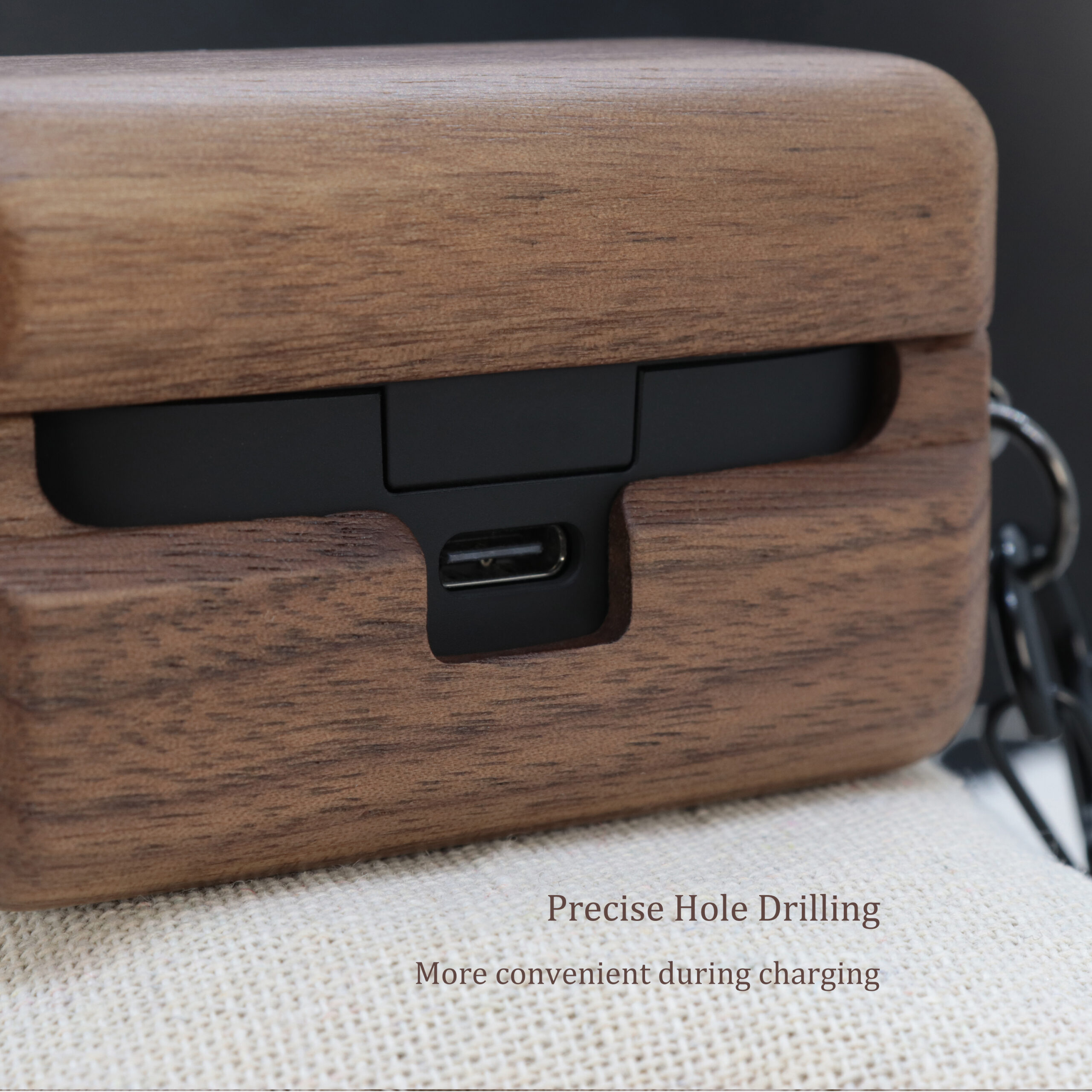 Wooden Sony WF-1000 XM5 Case With Carabiner - Image 7