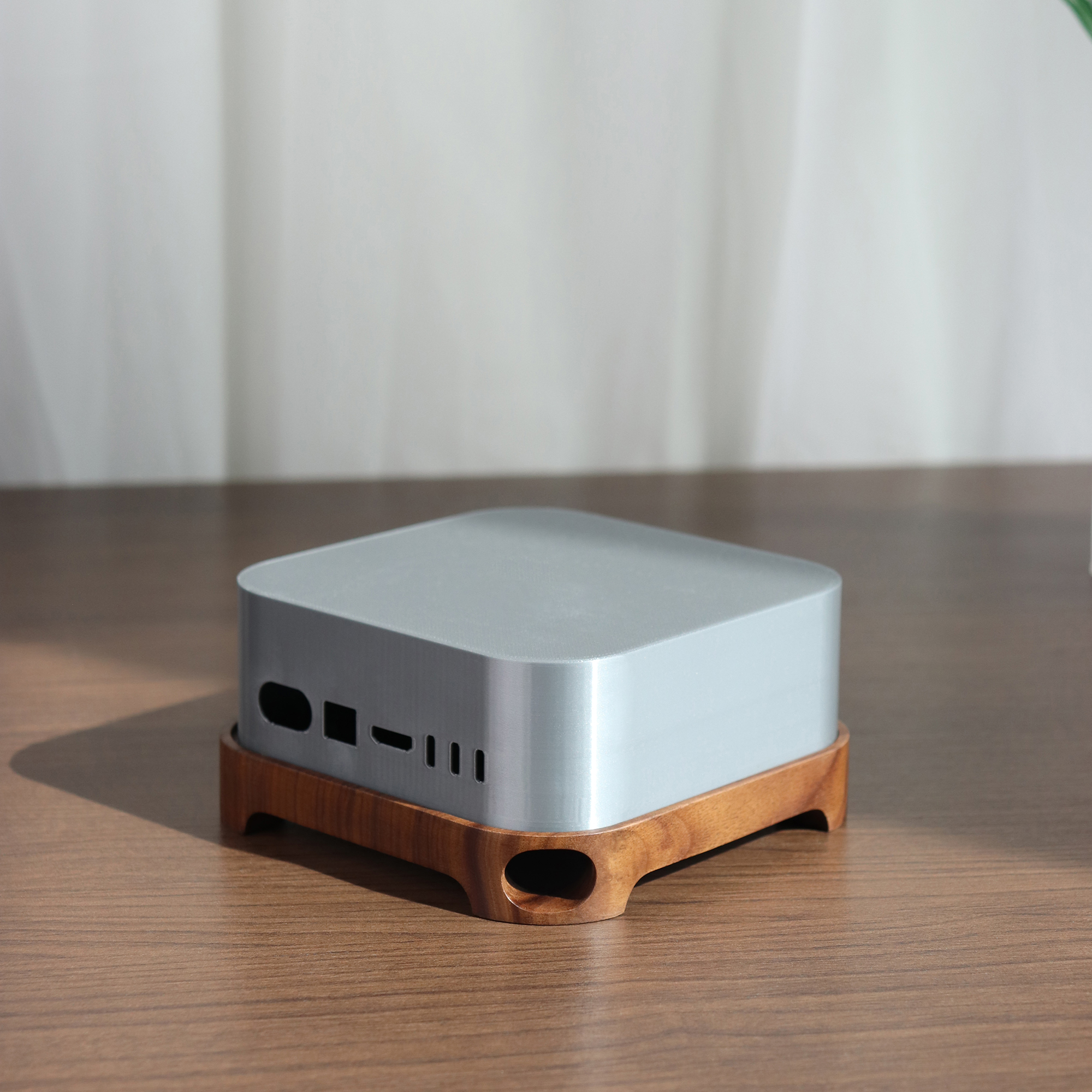 Walnut Stand for Mac Mini M4, Multi-purpose Wooden Tablet Stand - Image 2
