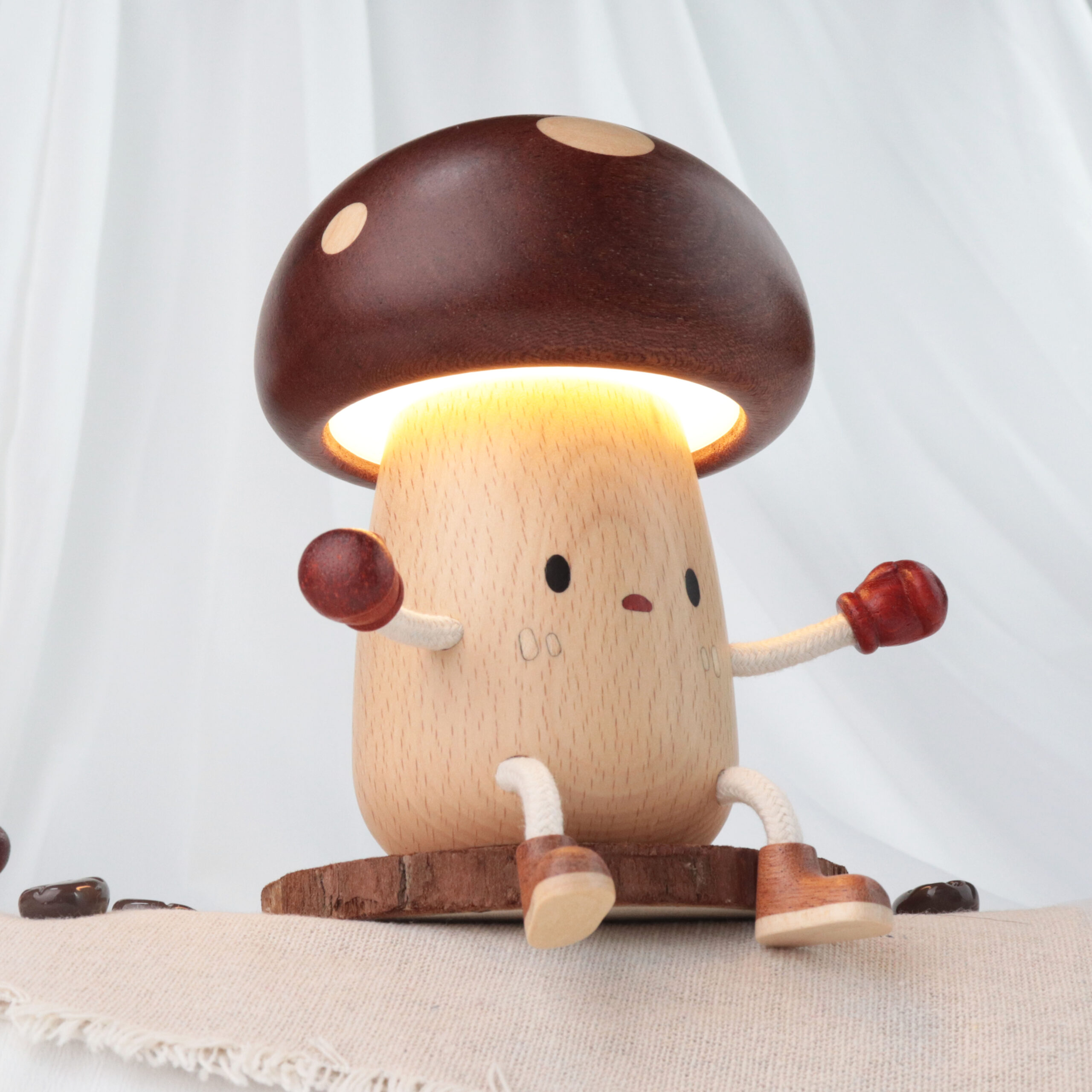 Wooden Mushroom Table Lamp - Image 3