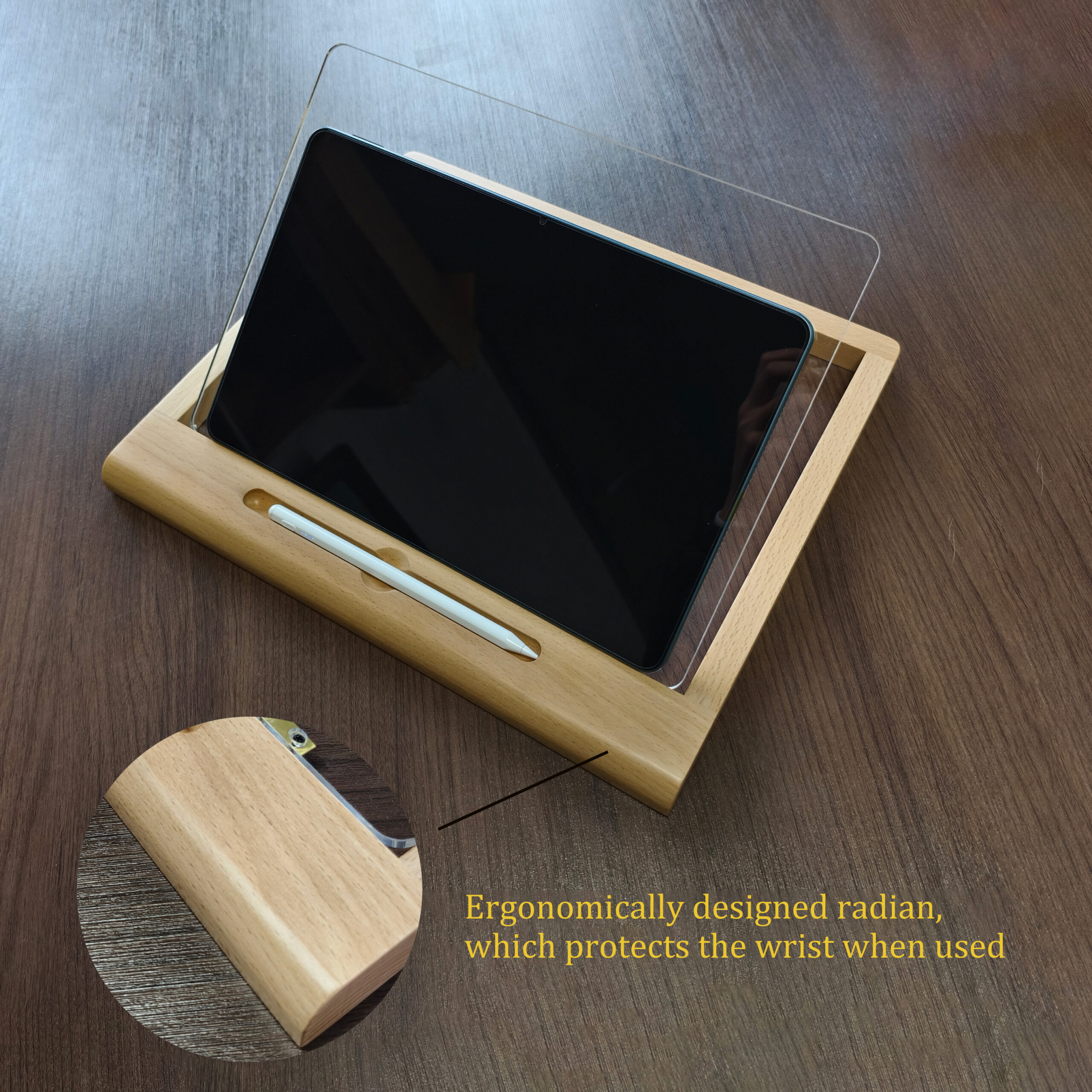 Detailed view of the tablet drawing stand's material