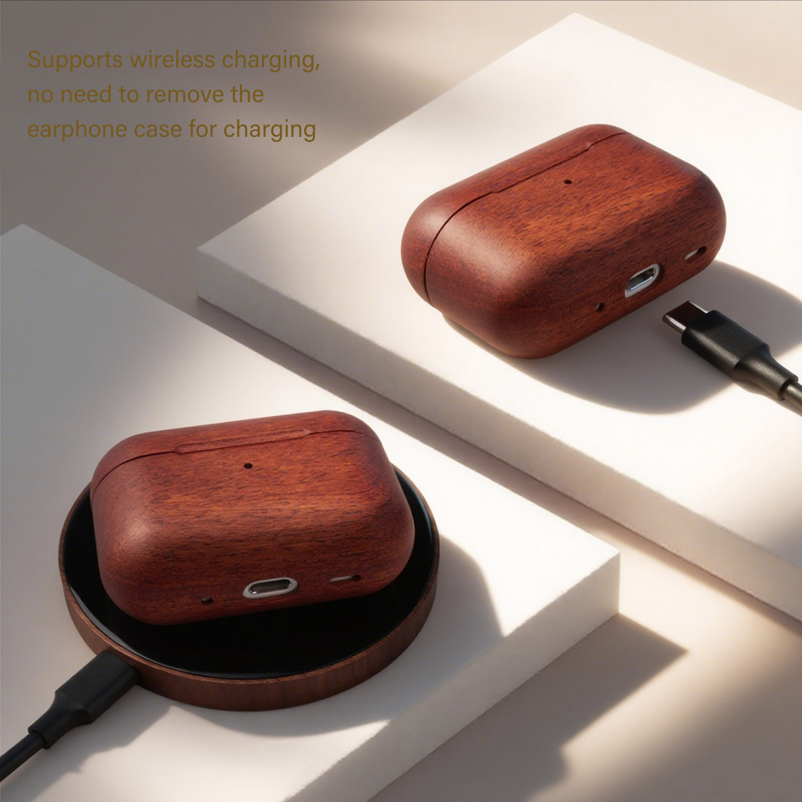 Wooden AirPods Case With Leather Lanyard - Image 7